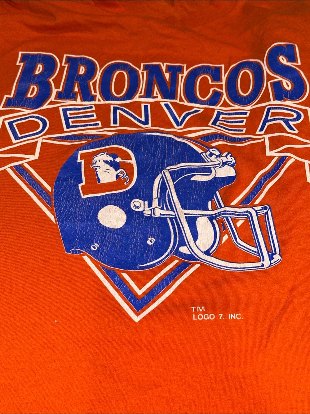 Single Stitch Vtg 80s Logo 7 DENVER Broncos Logo Tee Men’s XL - Picture 5 of 6